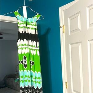 Green and Black Sleeveless Dress